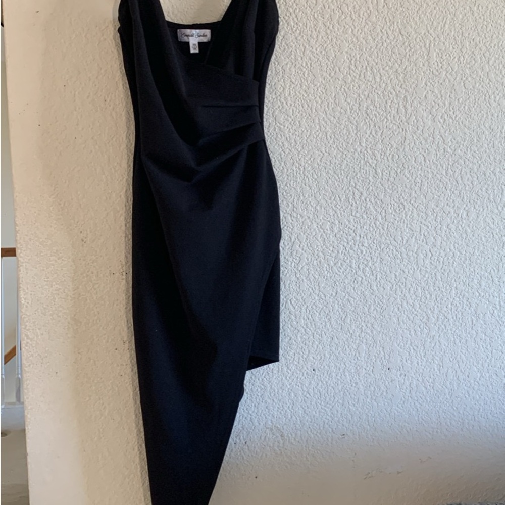 Emerald Sundae Black Ruched Sheath Dress with Cowl Neck for Cocktail